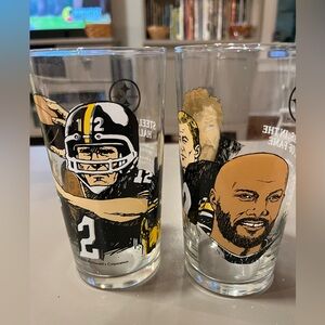 Pittsburgh Steelers McDonald’s Hall of Fame Glasses, 1990, Bradshaw, Blount, GUC